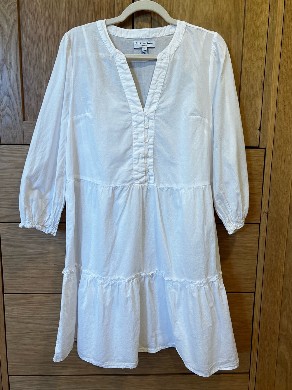 Michael Stars Georgie Above the Knee Tiered Dress White Size Medium Spring Beach